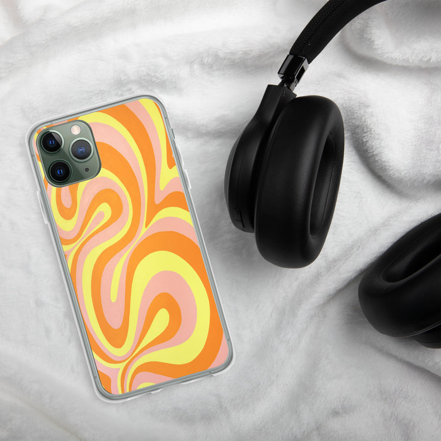 Orange, Yellow & Pink Trippy Lines iPhone Case