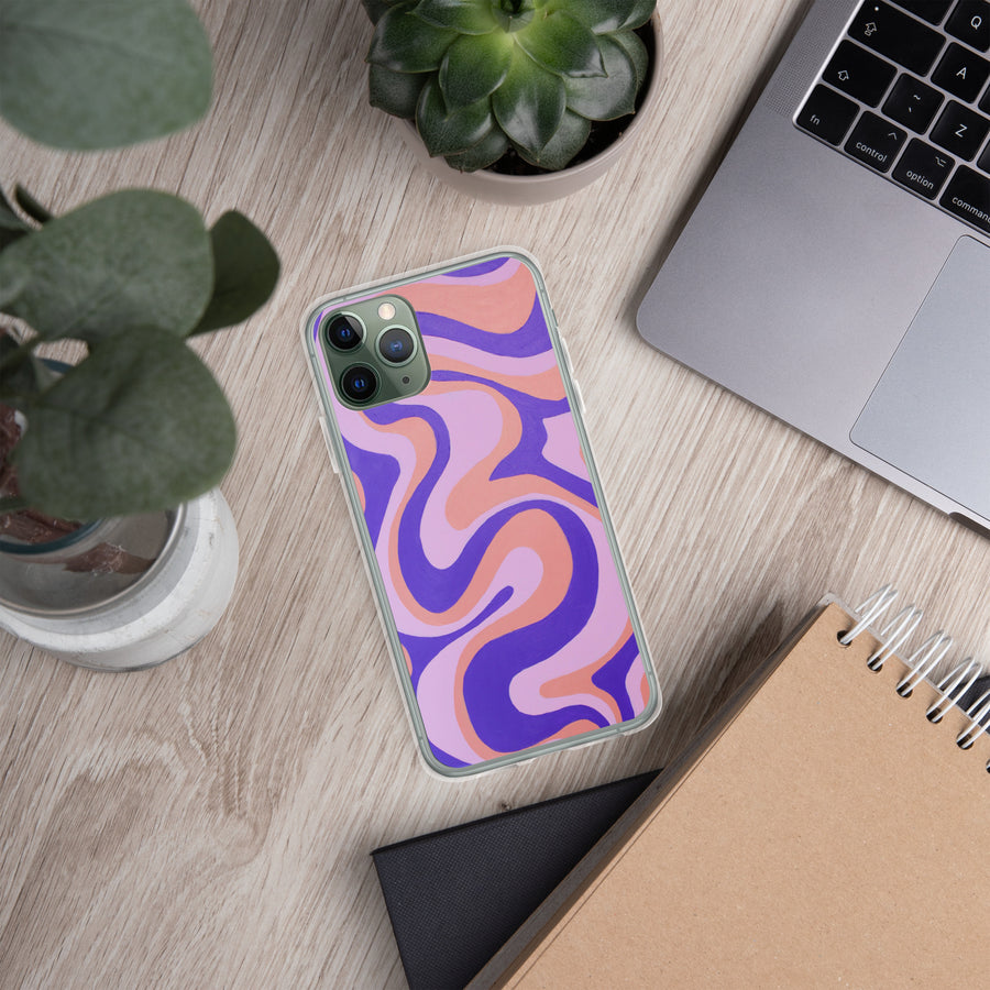 Purple, Orange & Pink Trippy Lines iPhone Case