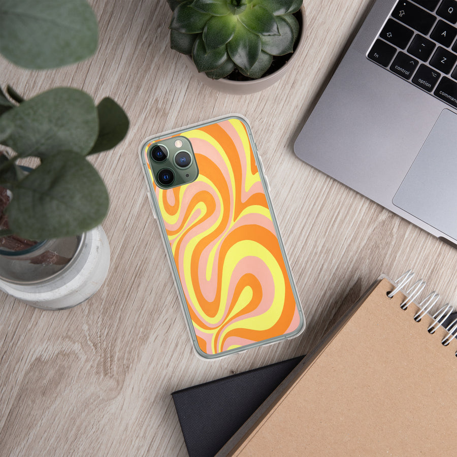 Orange, Yellow & Pink Trippy Lines iPhone Case