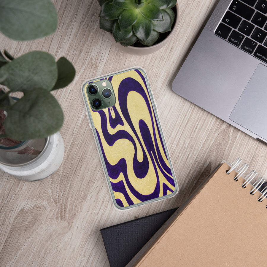 Purple & Gold Trippy Lines iPhone Case