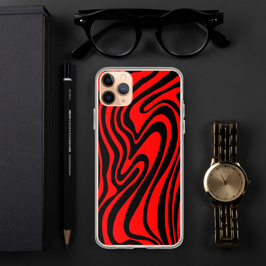 Red & Black trippy Lines iPhone Case