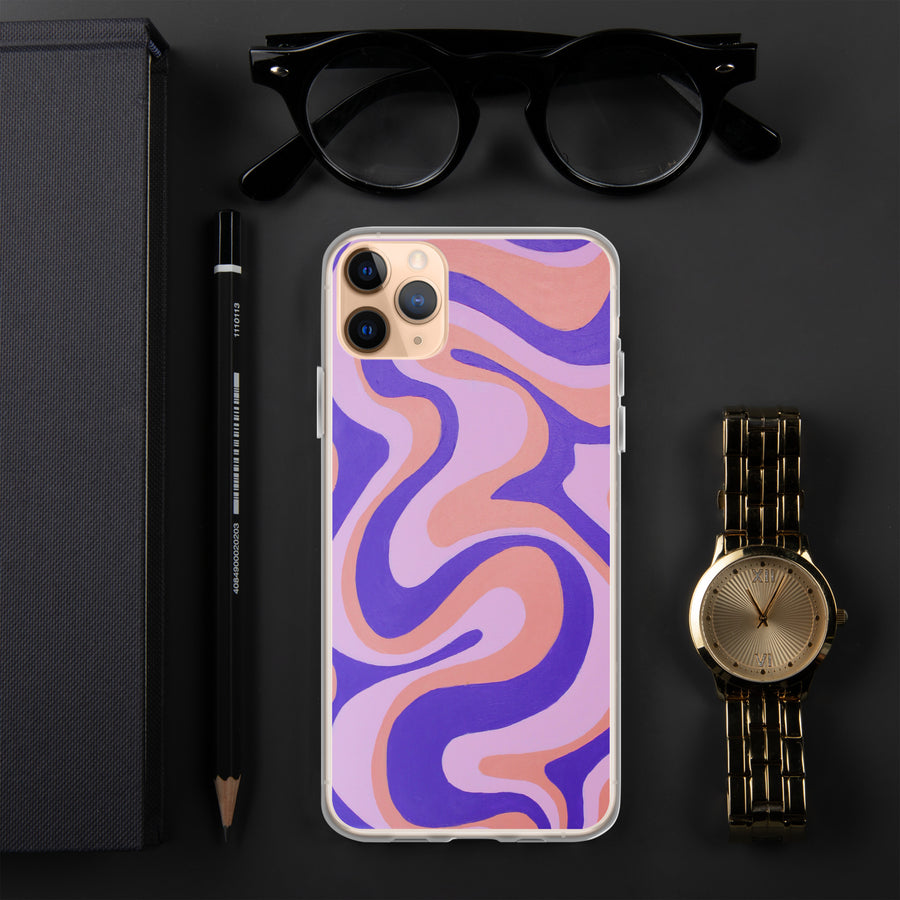 Purple, Orange & Pink Trippy Lines iPhone Case