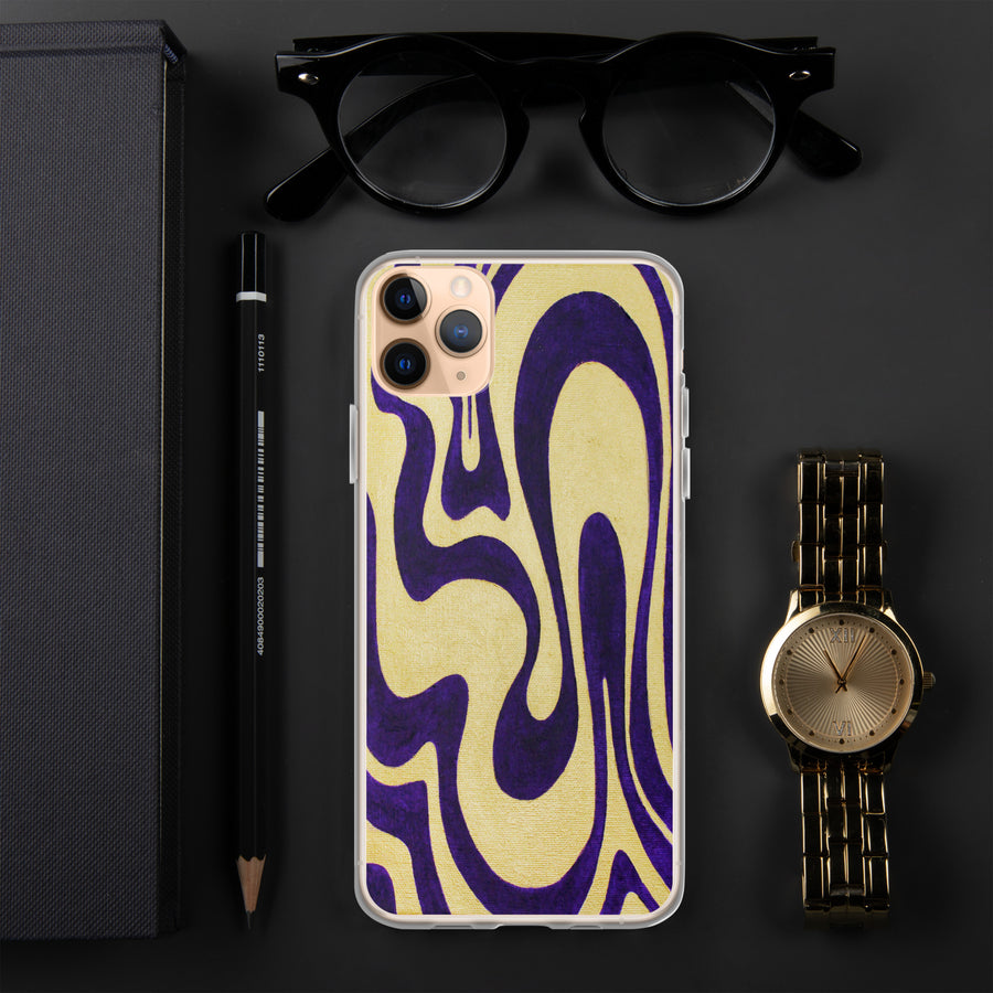 Purple & Gold Trippy Lines iPhone Case