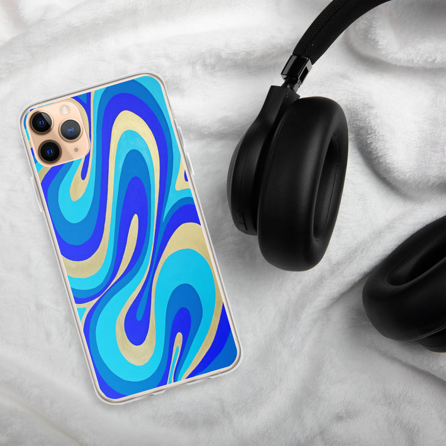 Blue & Gold Trippy Lines iPhone Case