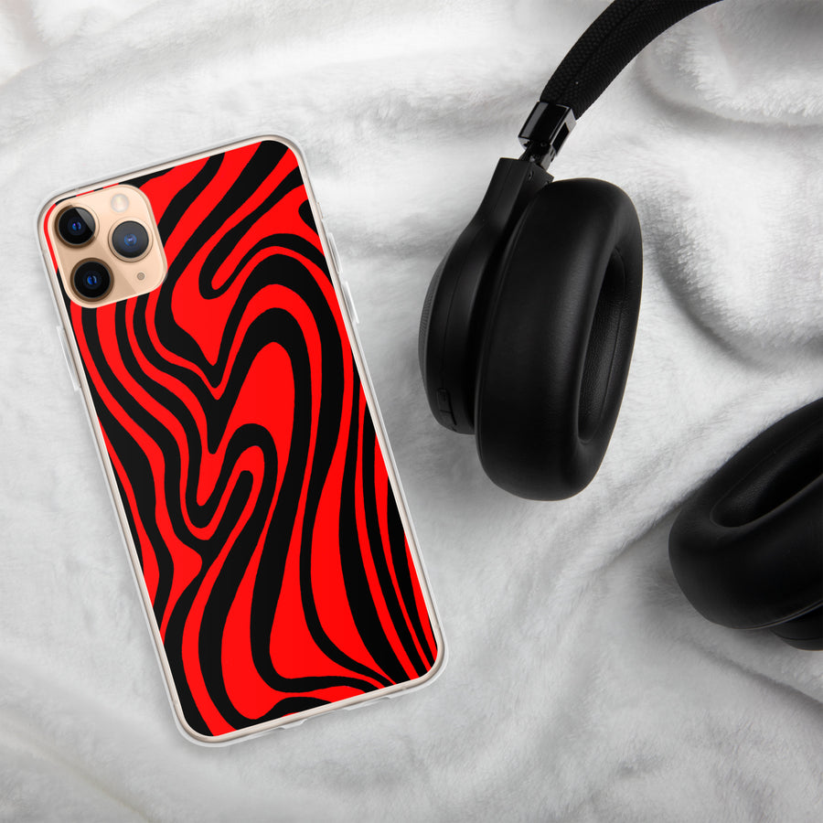 Red & Black trippy Lines iPhone Case