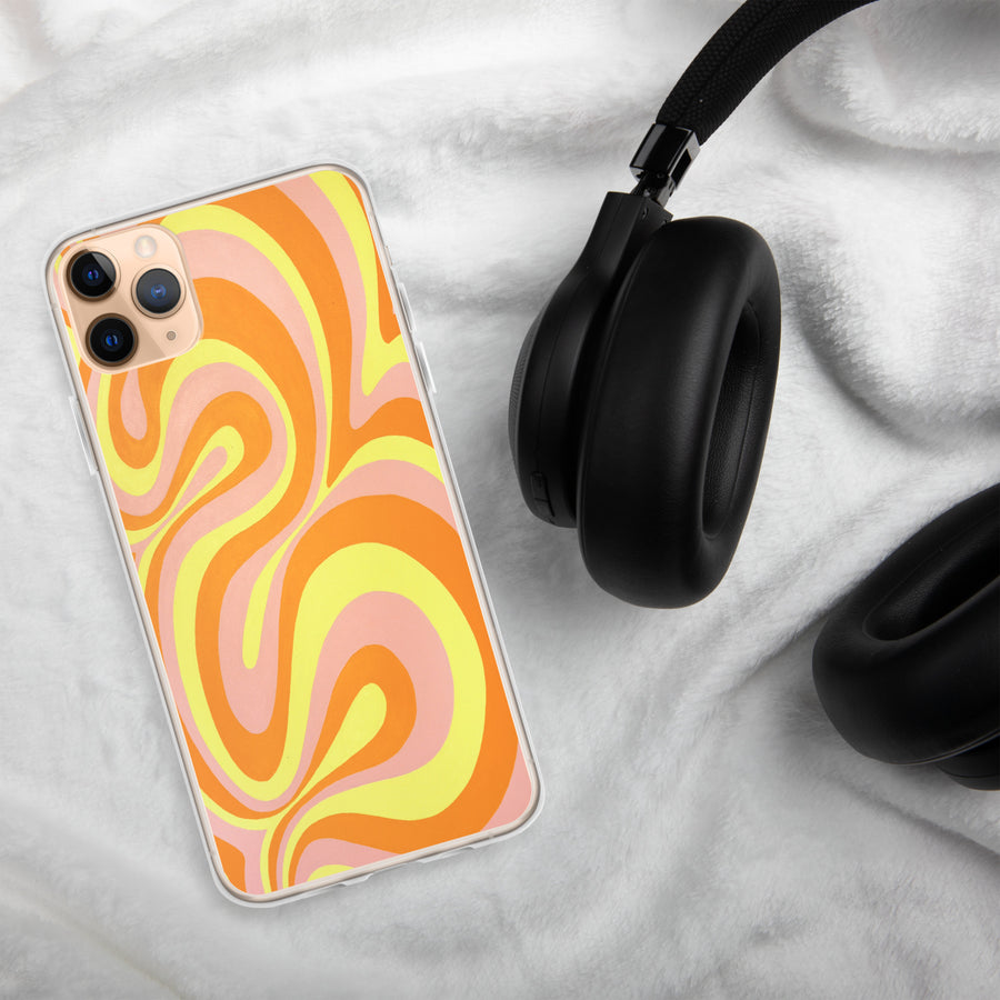 Orange, Yellow & Pink Trippy Lines iPhone Case