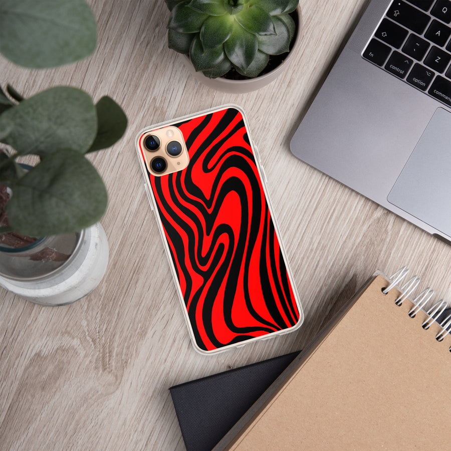 Red & Black trippy Lines iPhone Case