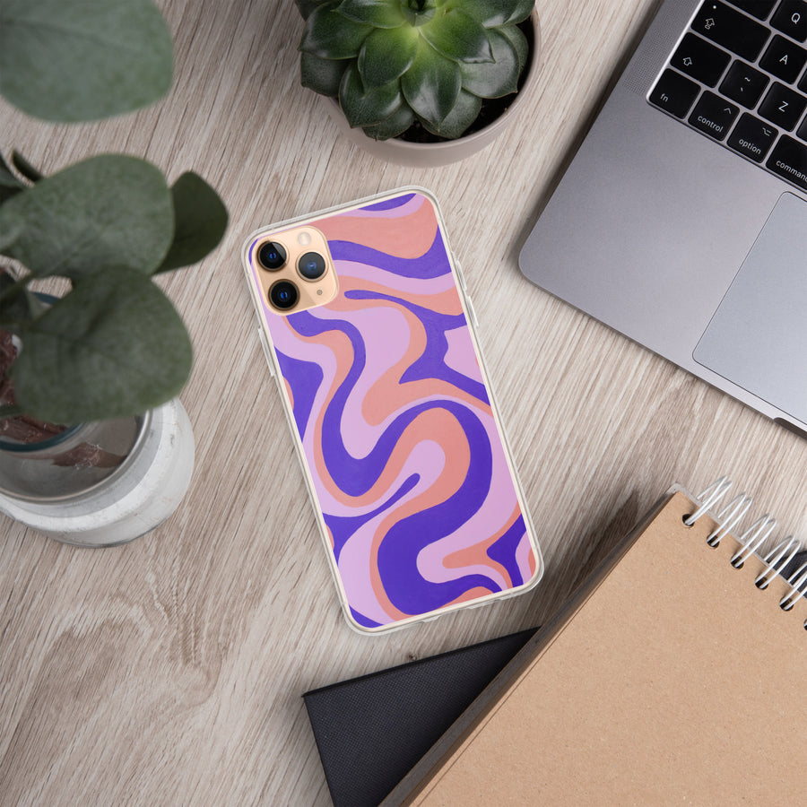 Purple, Orange & Pink Trippy Lines iPhone Case