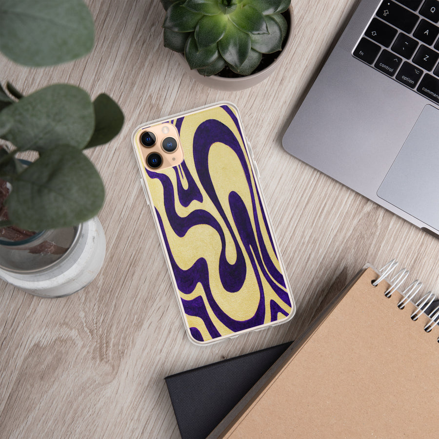 Purple & Gold Trippy Lines iPhone Case