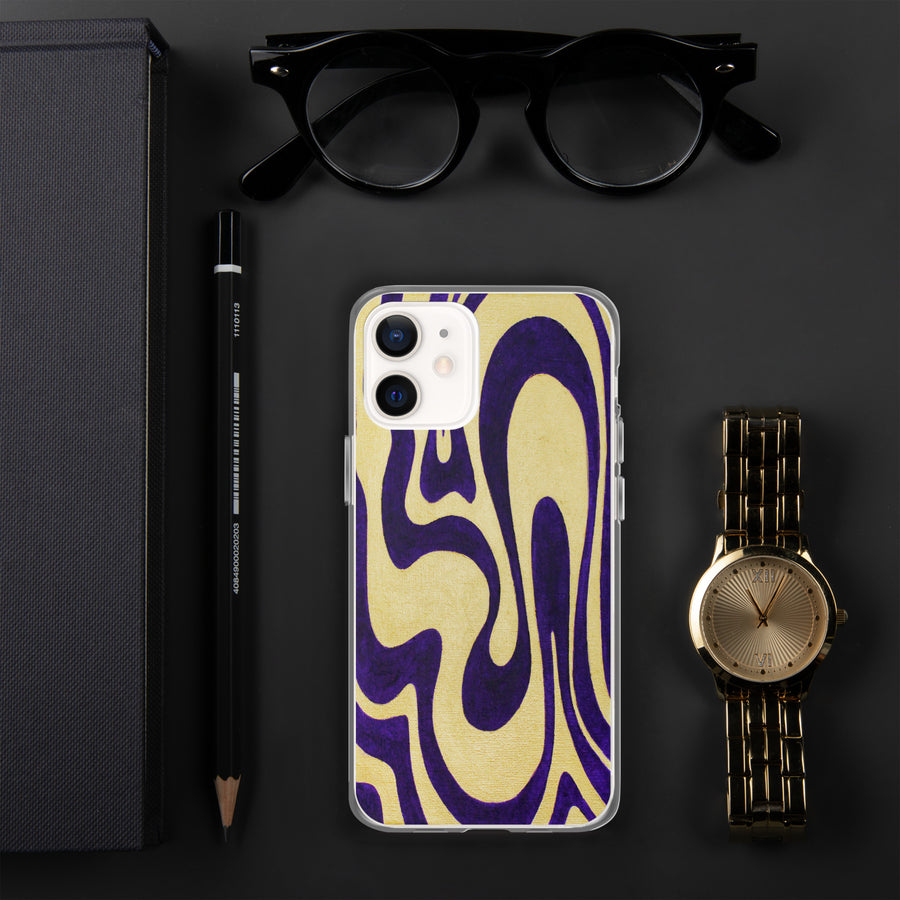 Purple & Gold Trippy Lines iPhone Case