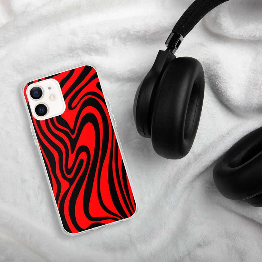 Red & Black trippy Lines iPhone Case