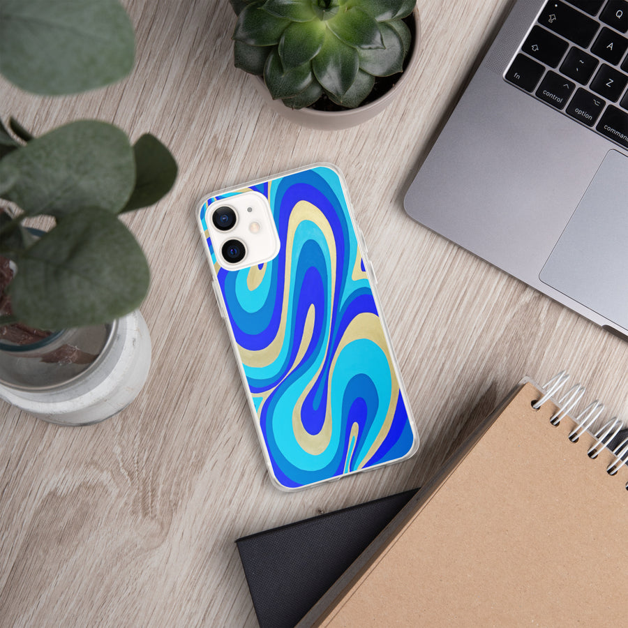 Blue & Gold Trippy Lines iPhone Case