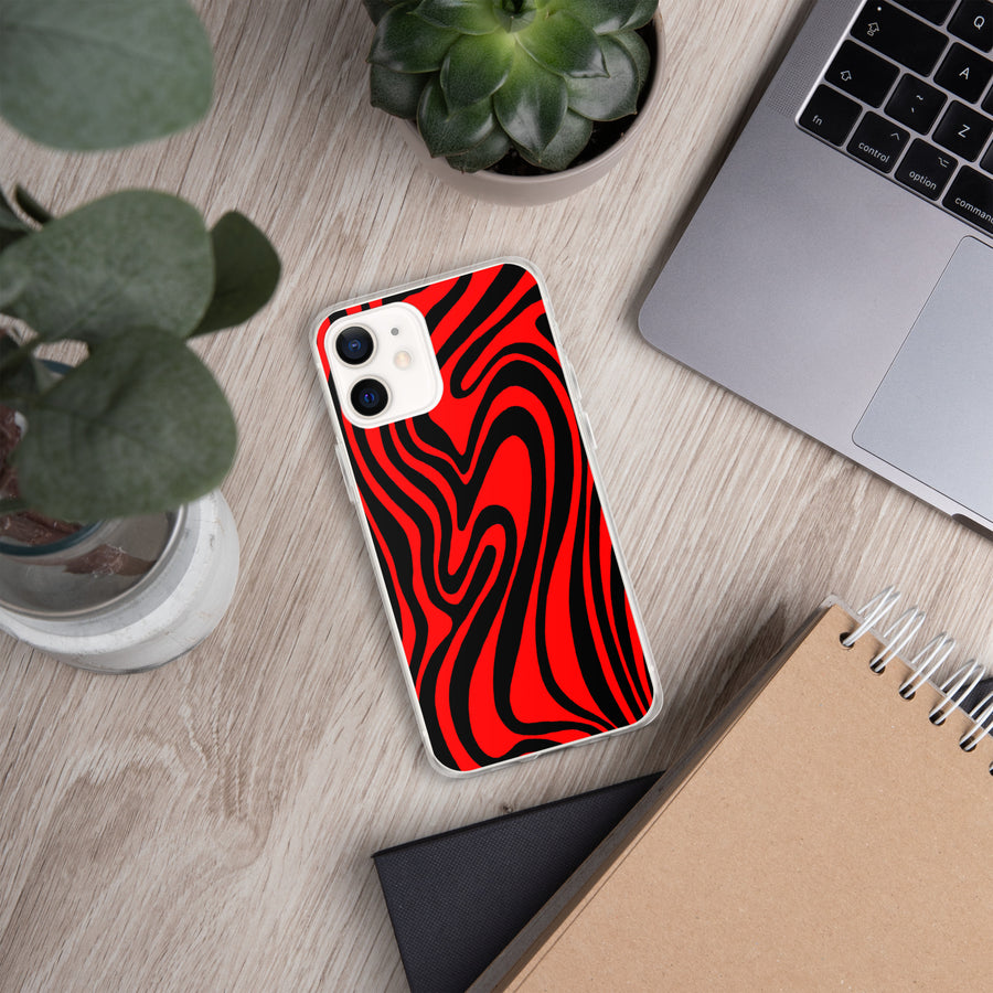 Red & Black trippy Lines iPhone Case