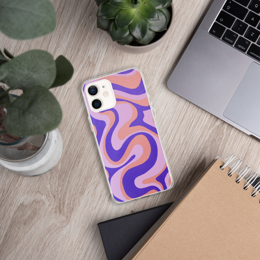 Purple, Orange & Pink Trippy Lines iPhone Case