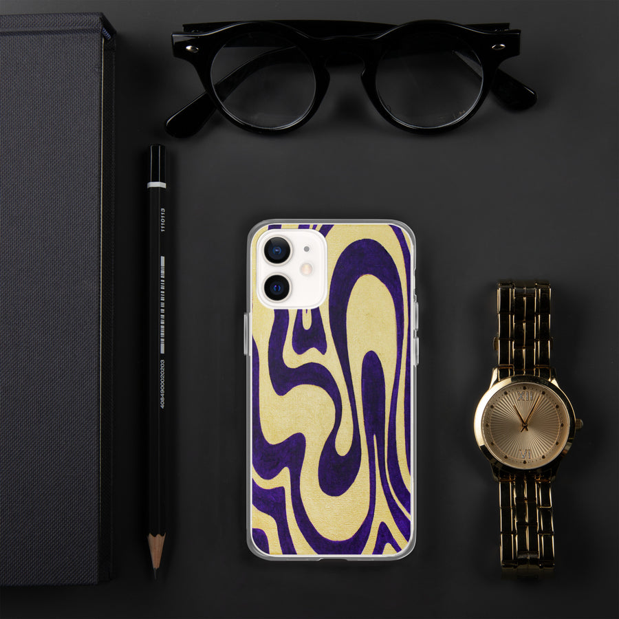 Purple & Gold Trippy Lines iPhone Case