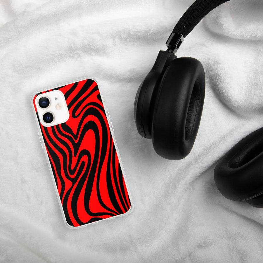 Red & Black trippy Lines iPhone Case