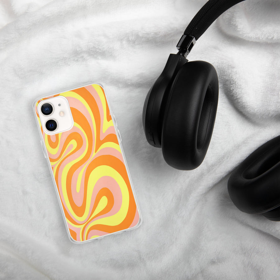 Orange, Yellow & Pink Trippy Lines iPhone Case