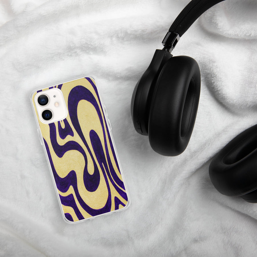 Purple & Gold Trippy Lines iPhone Case