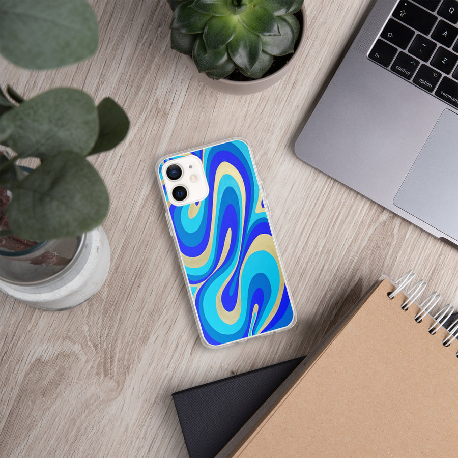 Blue & Gold Trippy Lines iPhone Case