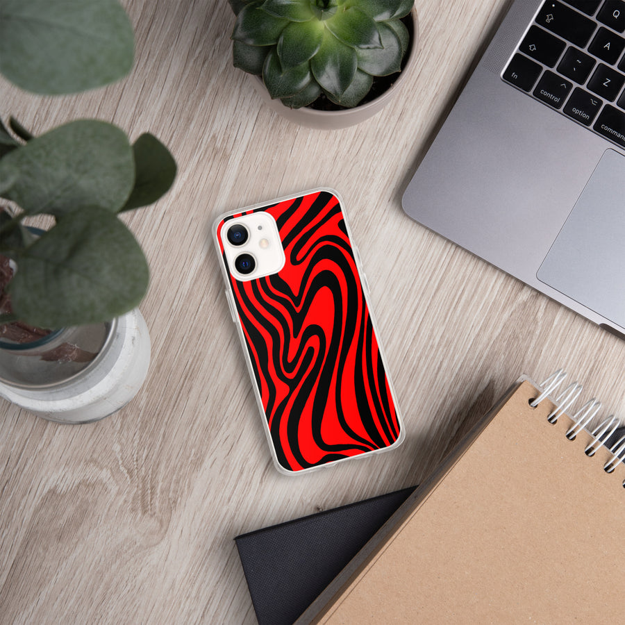 Red & Black trippy Lines iPhone Case