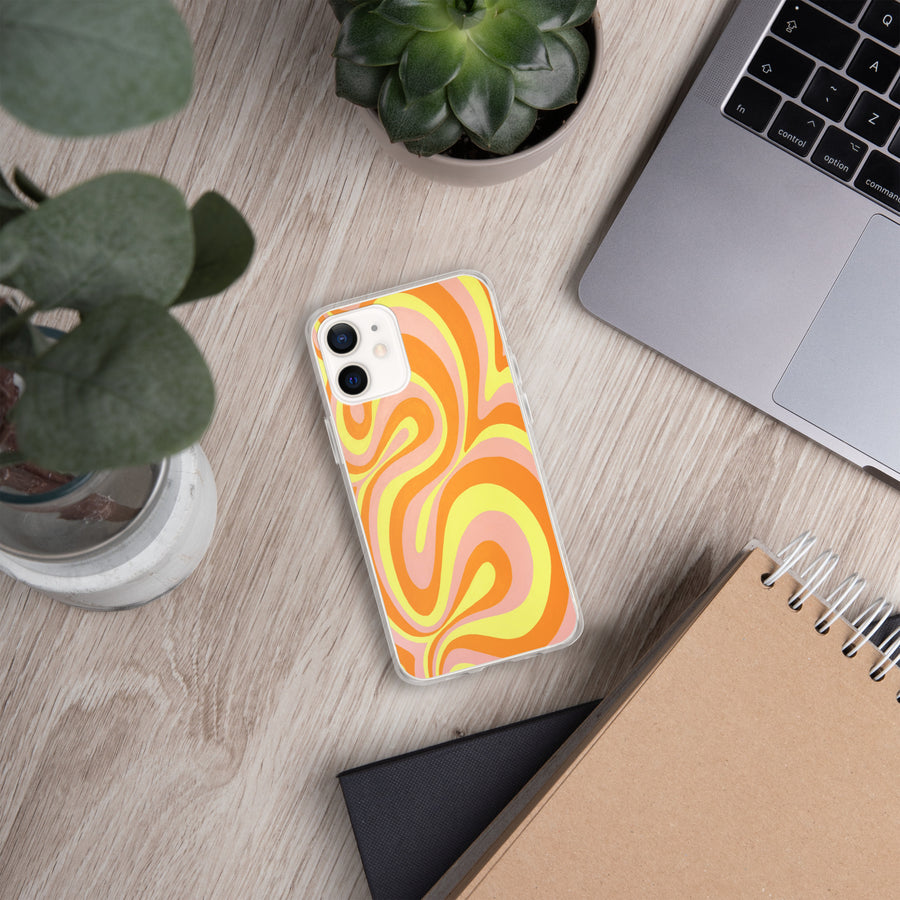 Orange, Yellow & Pink Trippy Lines iPhone Case