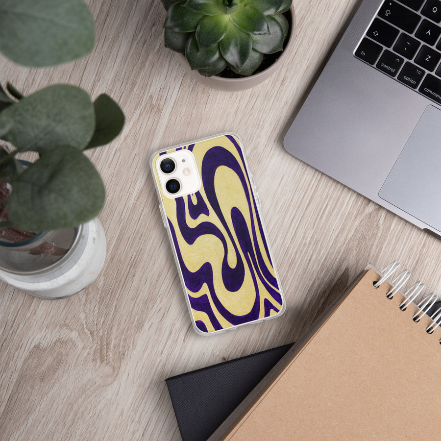 Purple & Gold Trippy Lines iPhone Case