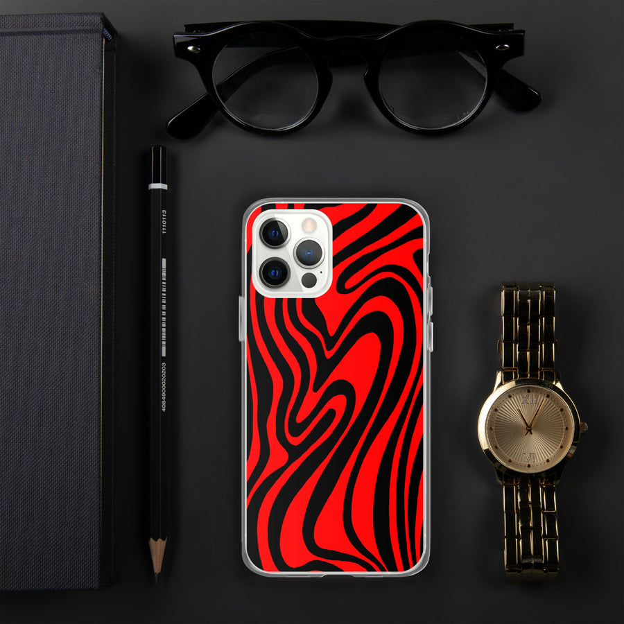 Red & Black trippy Lines iPhone Case