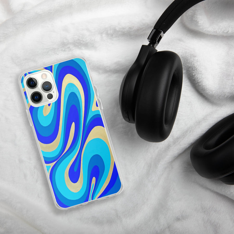 Blue & Gold Trippy Lines iPhone Case