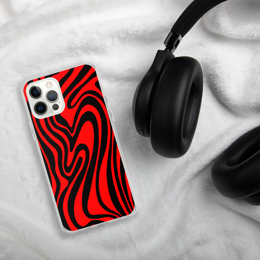 Red & Black trippy Lines iPhone Case