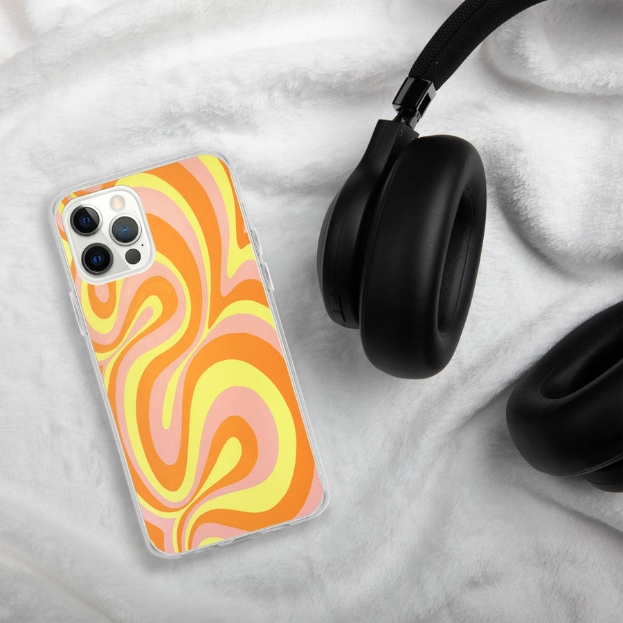 Orange, Yellow & Pink Trippy Lines iPhone Case