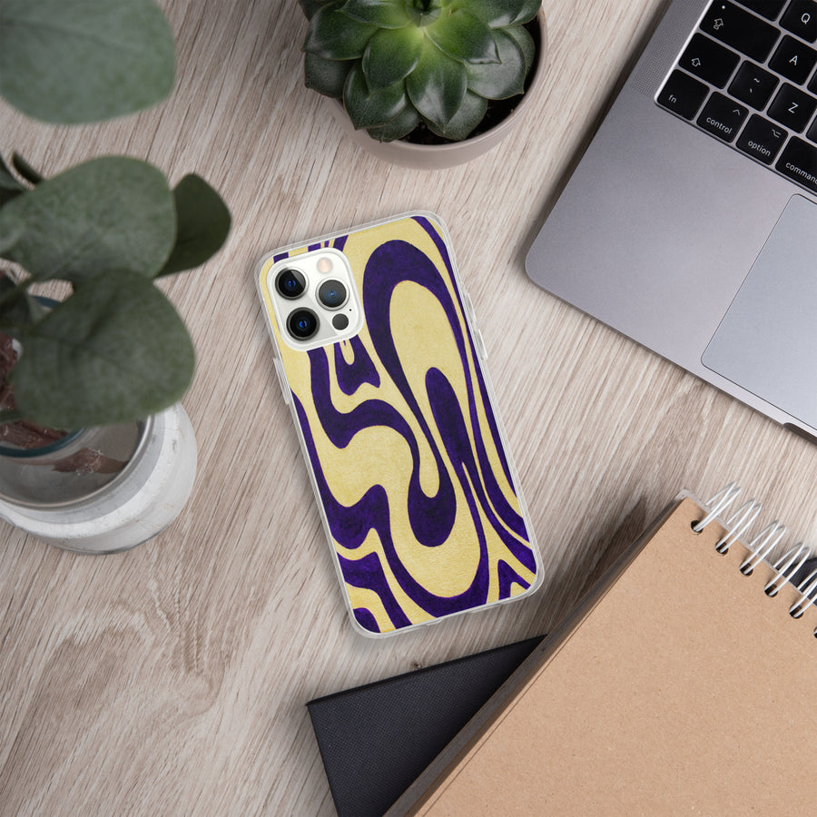 Purple & Gold Trippy Lines iPhone Case