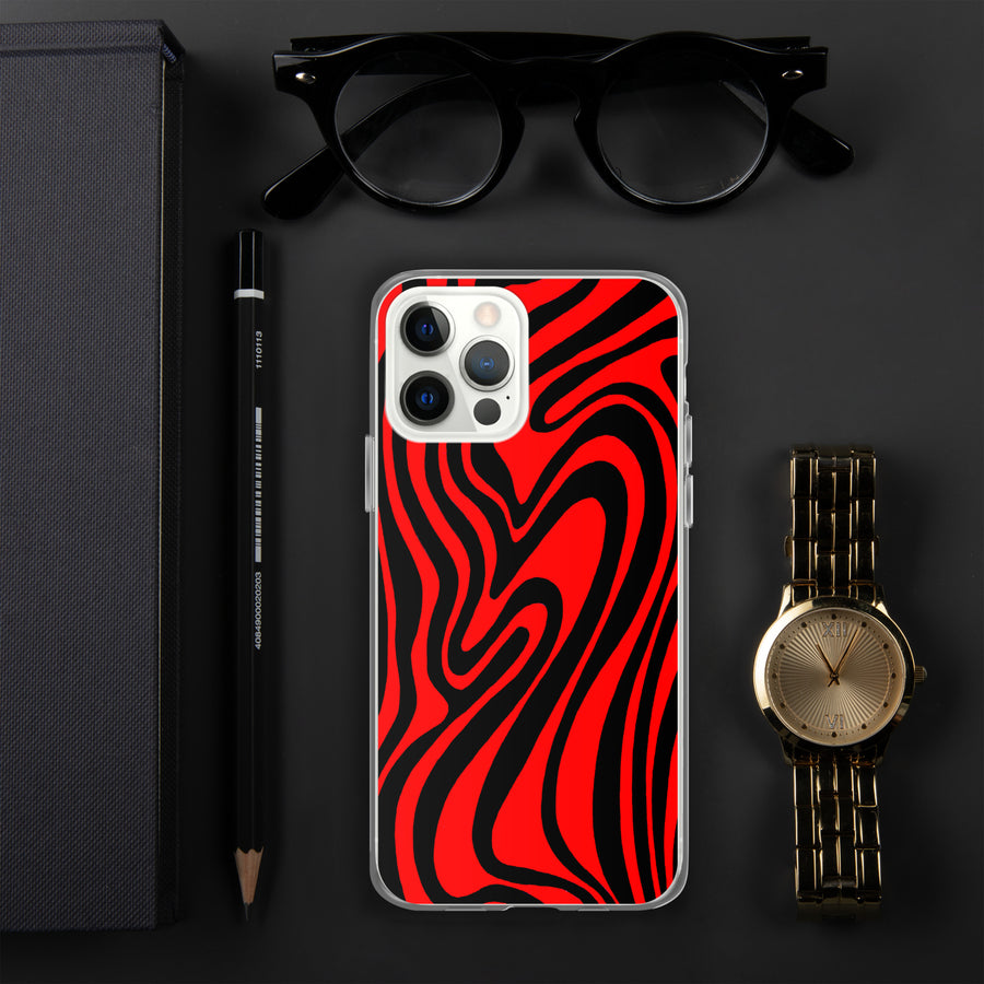 Red & Black trippy Lines iPhone Case