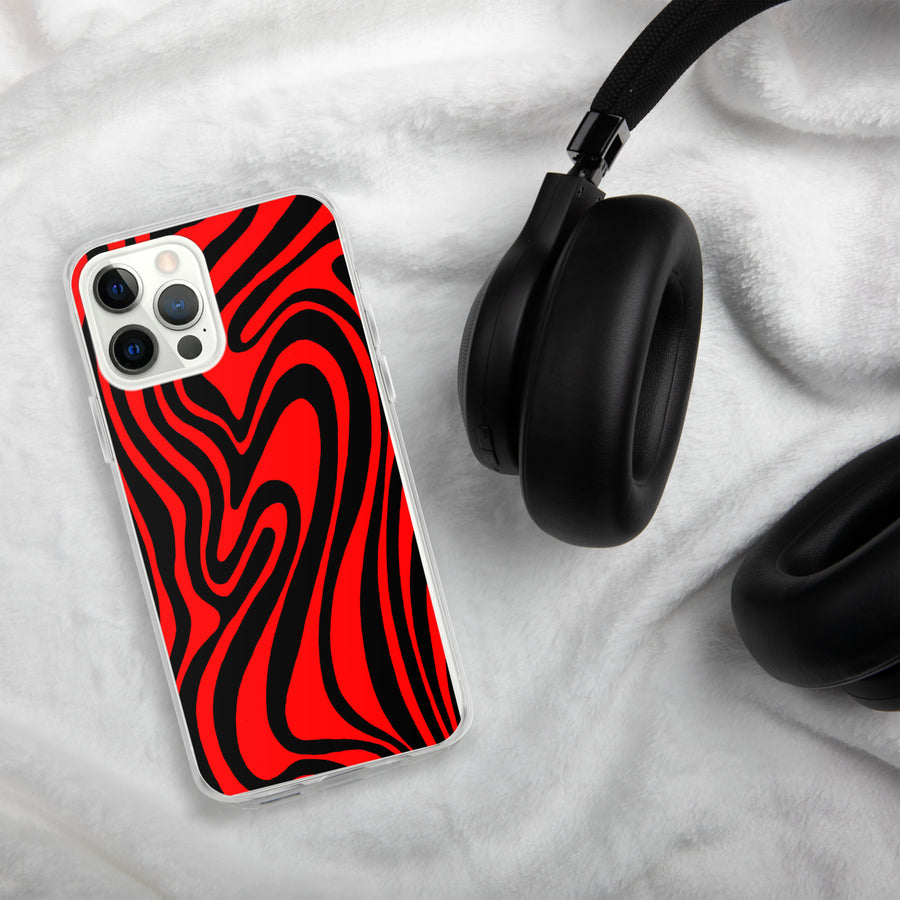 Red & Black trippy Lines iPhone Case