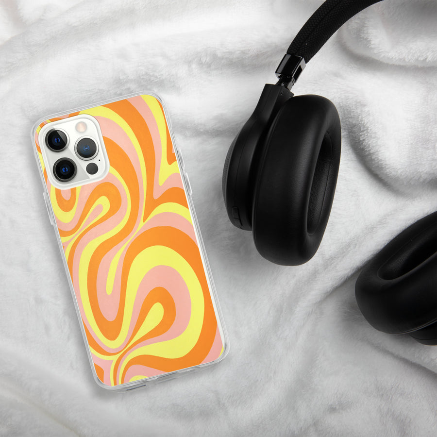 Orange, Yellow & Pink Trippy Lines iPhone Case