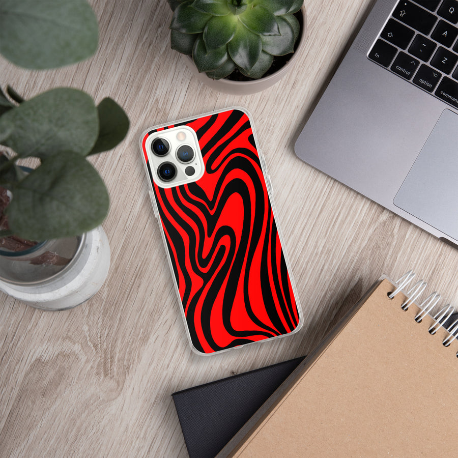 Red & Black trippy Lines iPhone Case