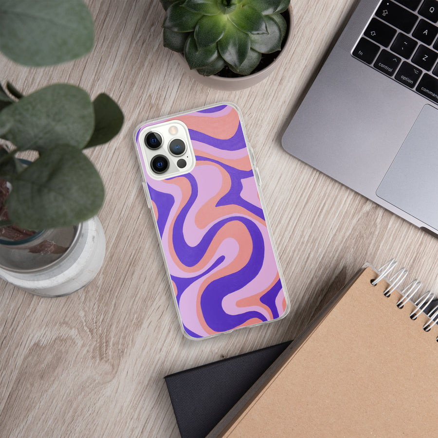 Purple, Orange & Pink Trippy Lines iPhone Case