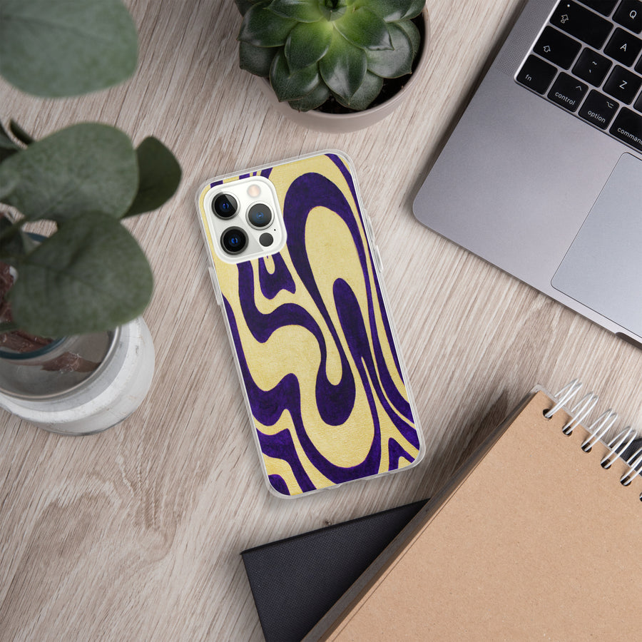 Purple & Gold Trippy Lines iPhone Case