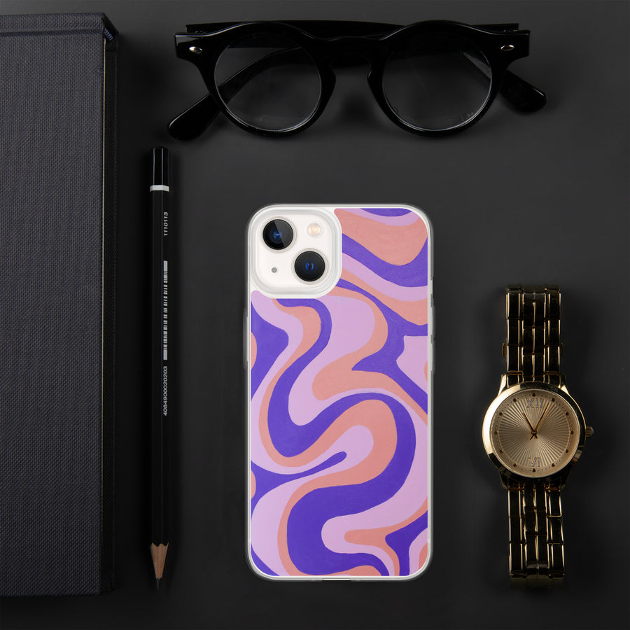 Purple, Orange & Pink Trippy Lines iPhone Case