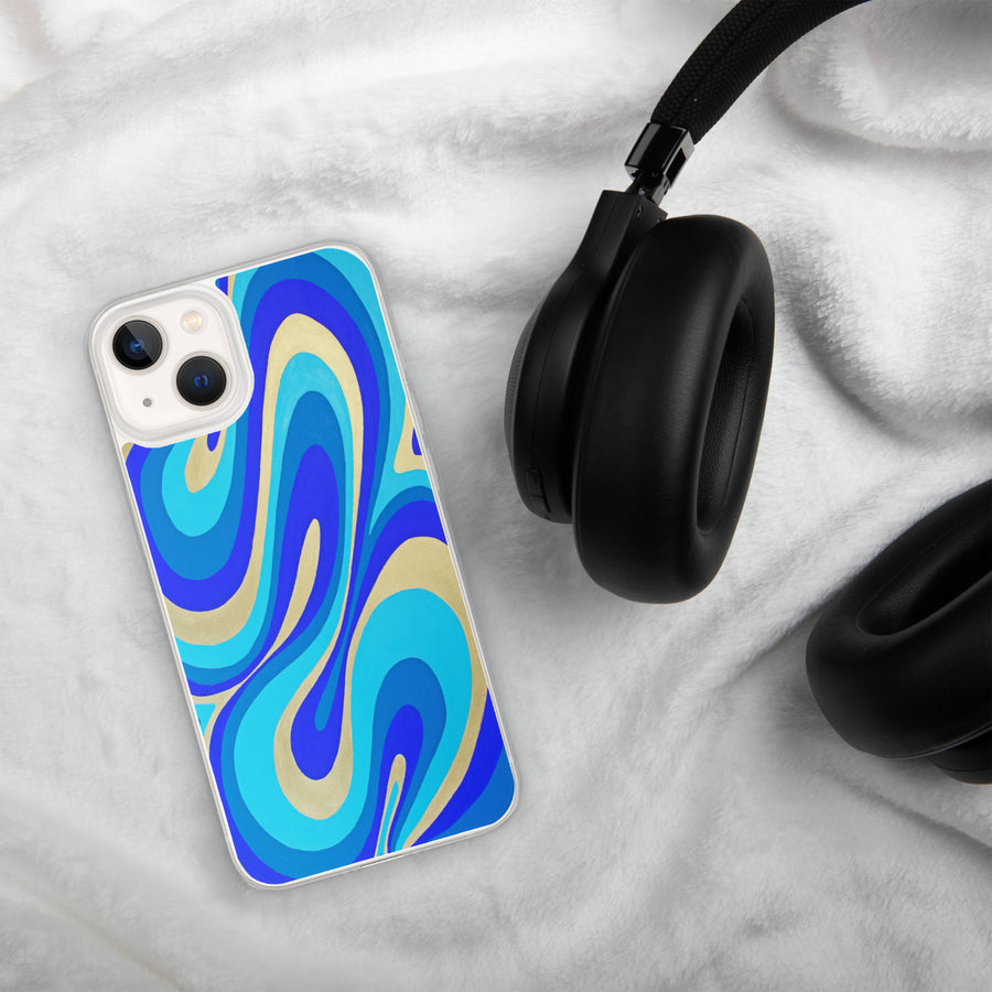 Blue & Gold Trippy Lines iPhone Case