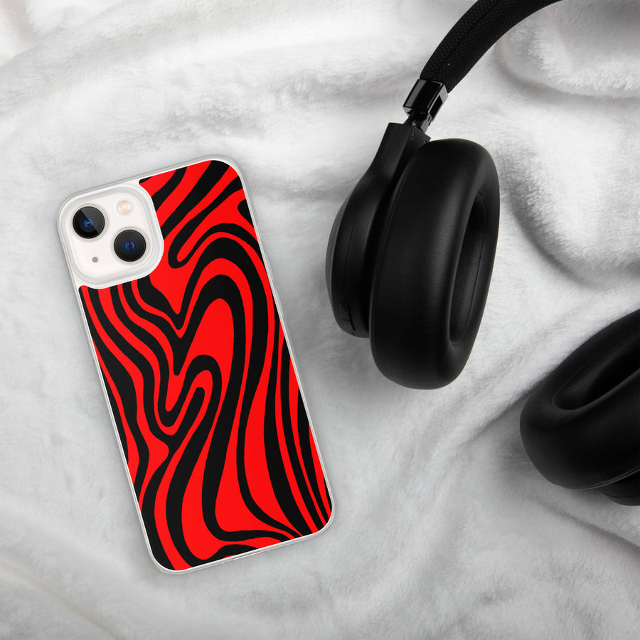 Red & Black trippy Lines iPhone Case