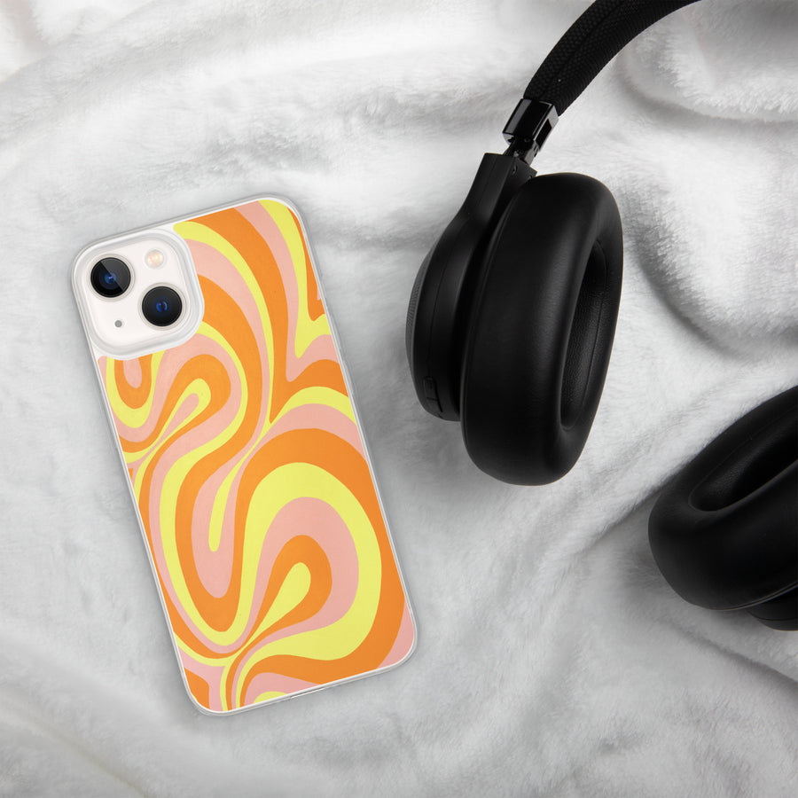 Orange, Yellow & Pink Trippy Lines iPhone Case