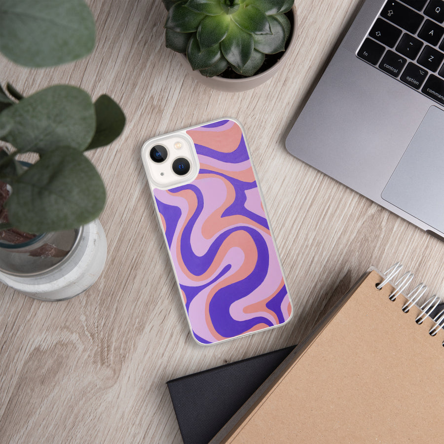 Purple, Orange & Pink Trippy Lines iPhone Case