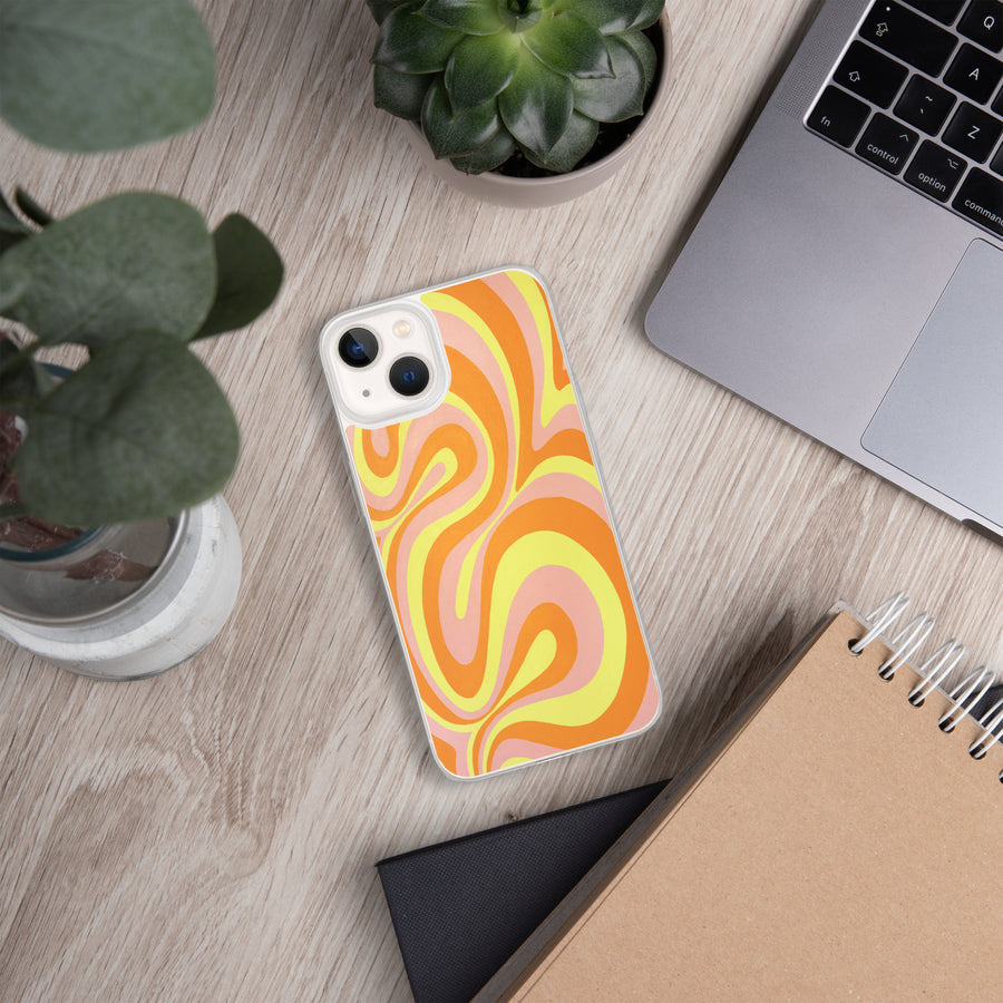 Orange, Yellow & Pink Trippy Lines iPhone Case