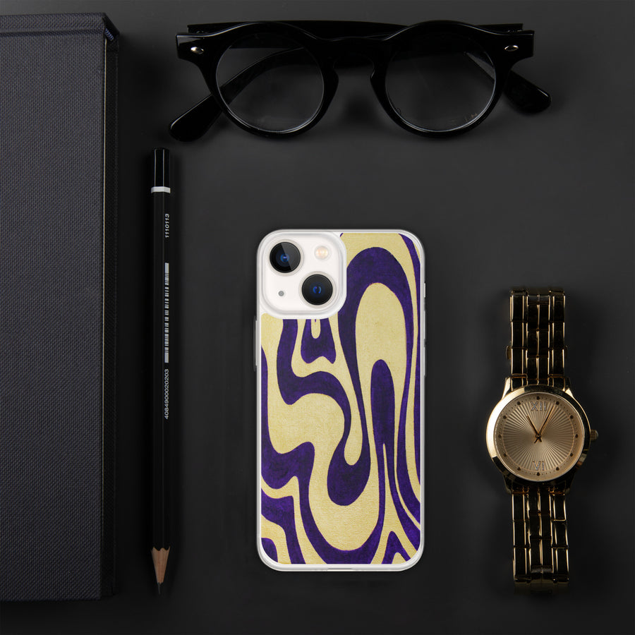 Purple & Gold Trippy Lines iPhone Case