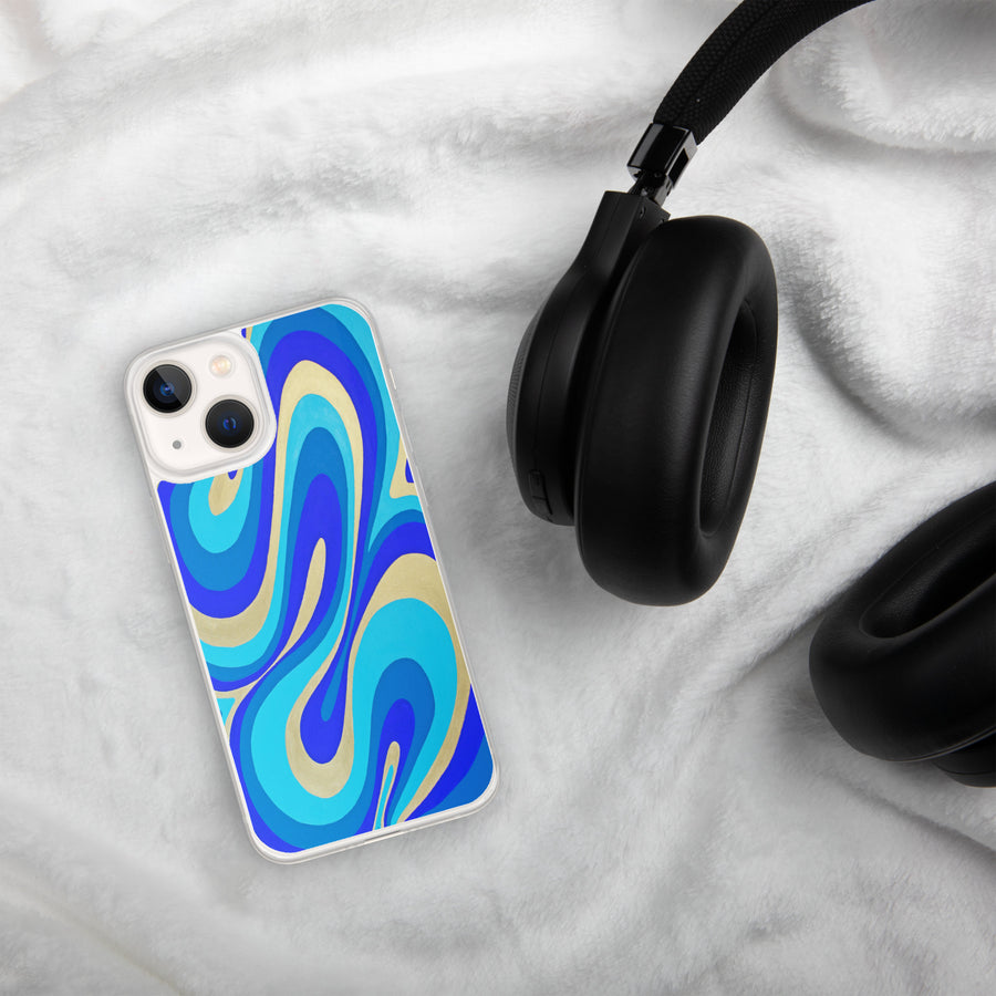 Blue & Gold Trippy Lines iPhone Case