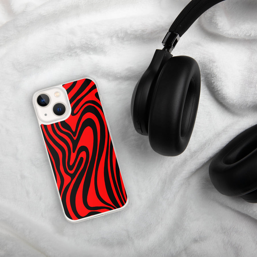 Red & Black trippy Lines iPhone Case