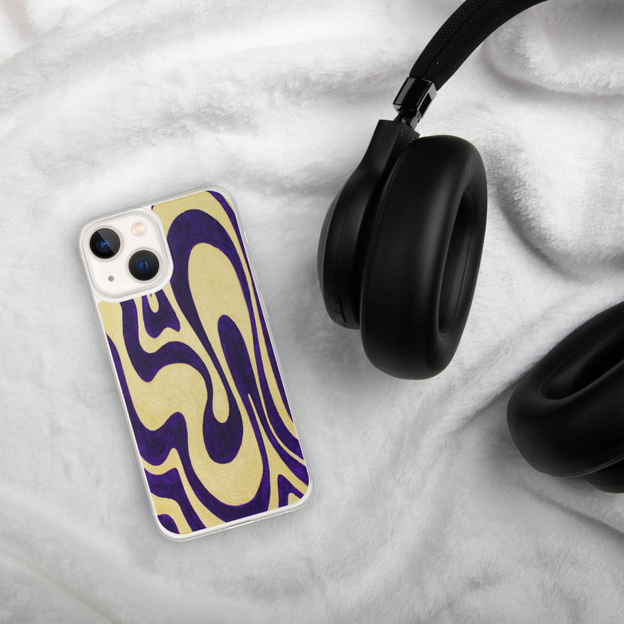 Purple & Gold Trippy Lines iPhone Case