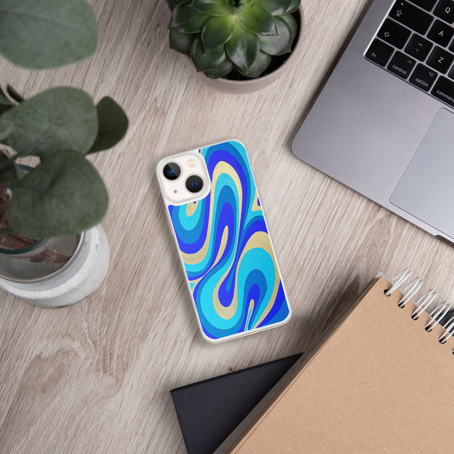 Blue & Gold Trippy Lines iPhone Case