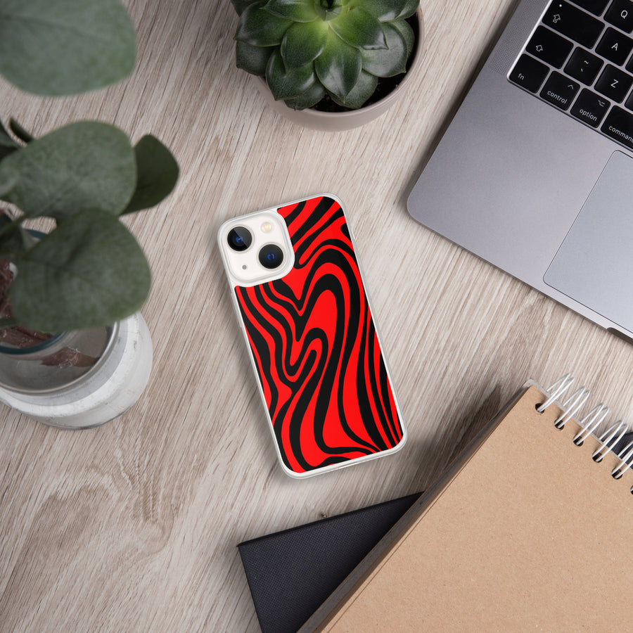 Red & Black trippy Lines iPhone Case