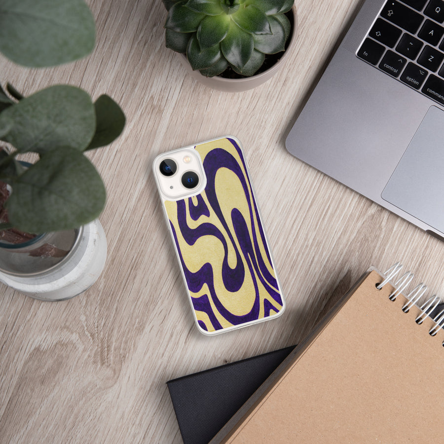 Purple & Gold Trippy Lines iPhone Case